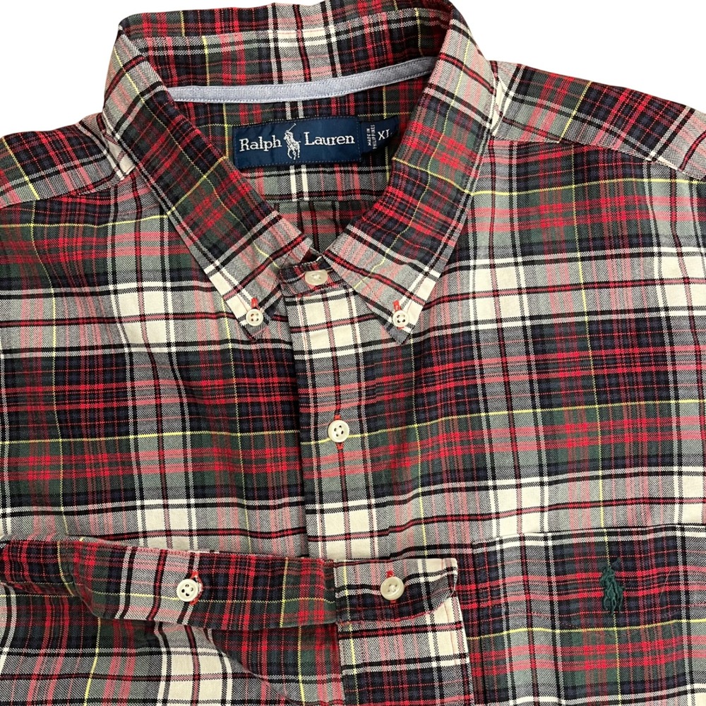 Polo Ralph Lauren Men's Long Sleeve Plaid‎ Oxford Shirt Classic Fit White/Red XL - Picture 3 of 8